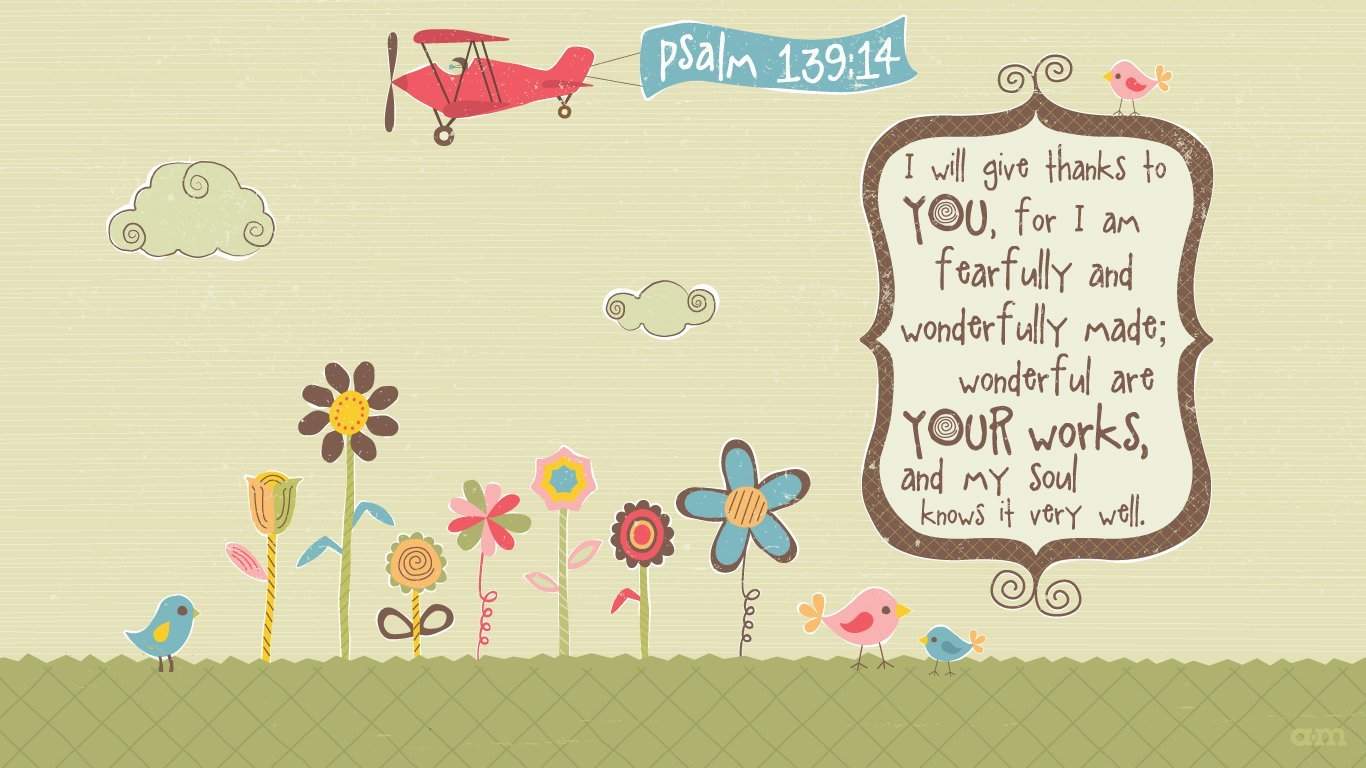 Salmo 139:14 fiori cartoon, 1366x768 HD, Desktop