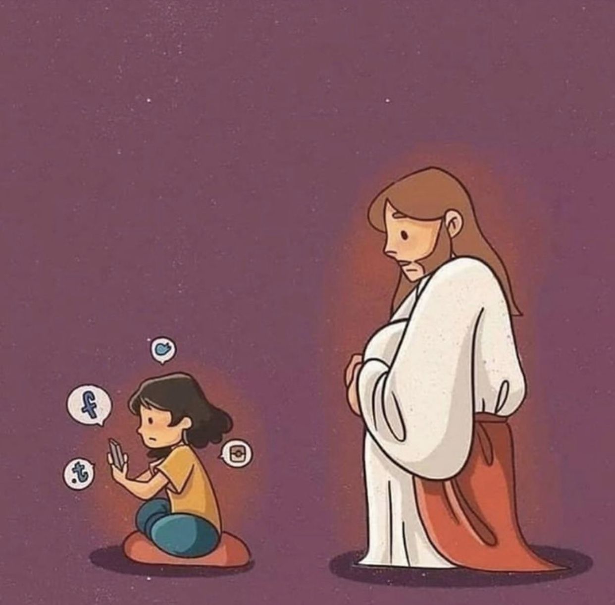 Gesù cartoon e bambina che prega, 1242x1221 HD, Desktop