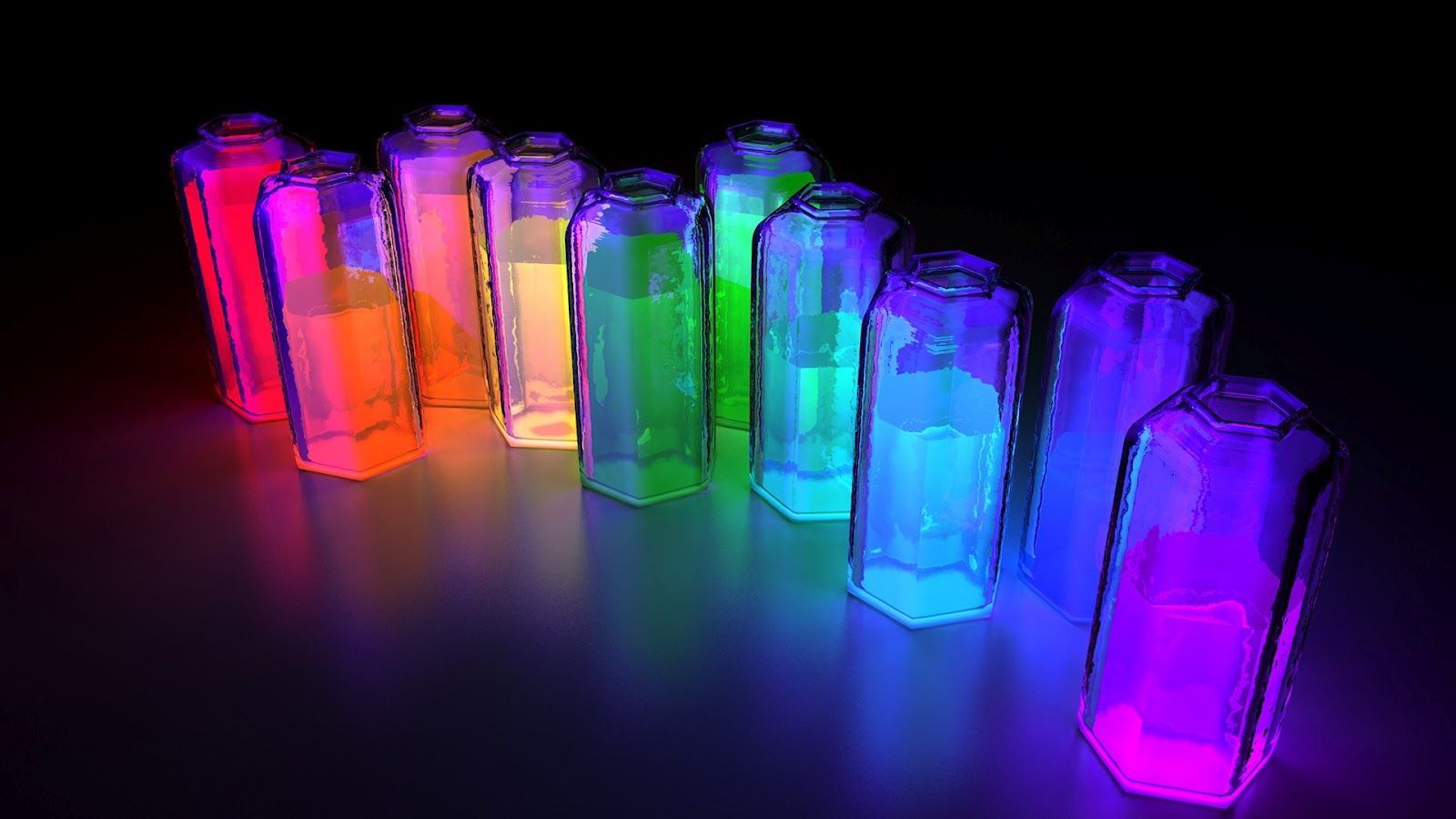 Bottiglie di vetro colorate luminose, 1600x900 HD, PC Desktop