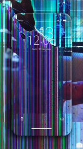 Schermo rotto glitch blu, 168x300 Verticale, Telefono