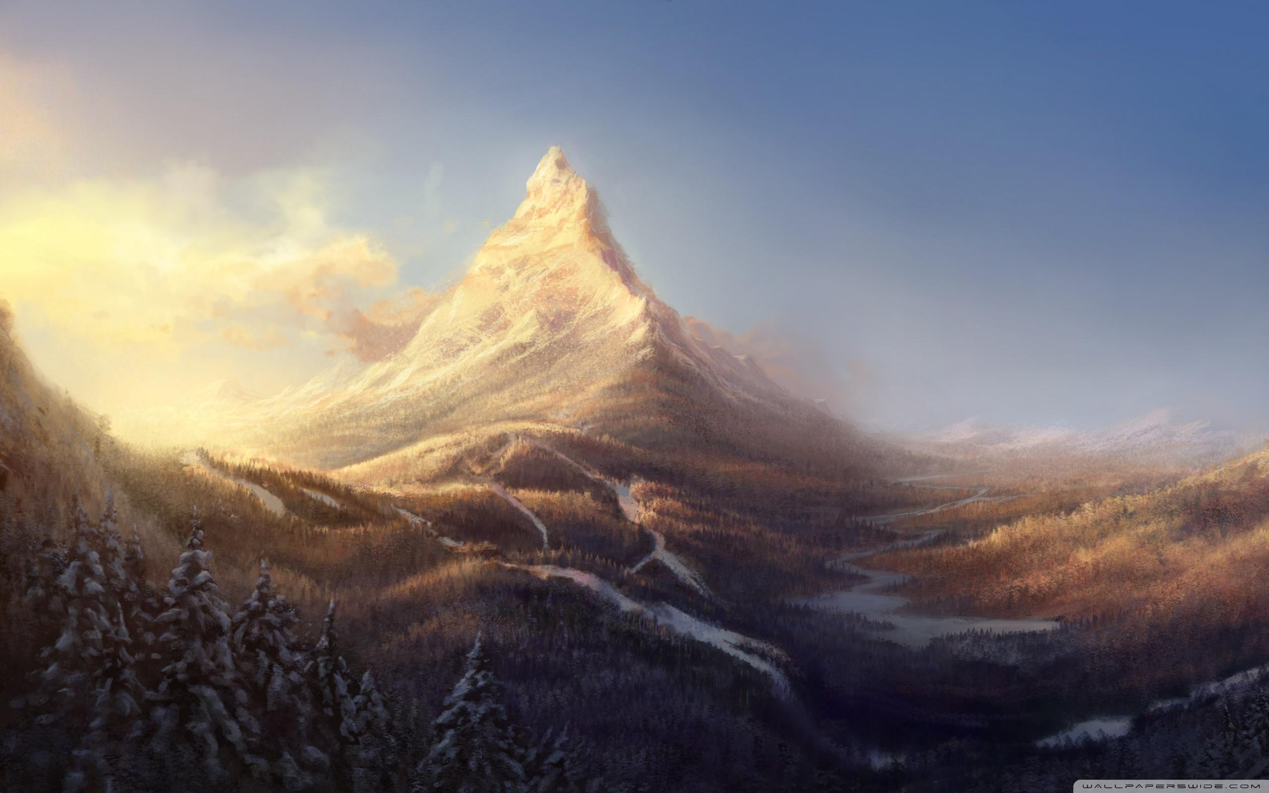 Vetta montuosa innevata dipinta, 2560x1600 2K, Monitor Gaming