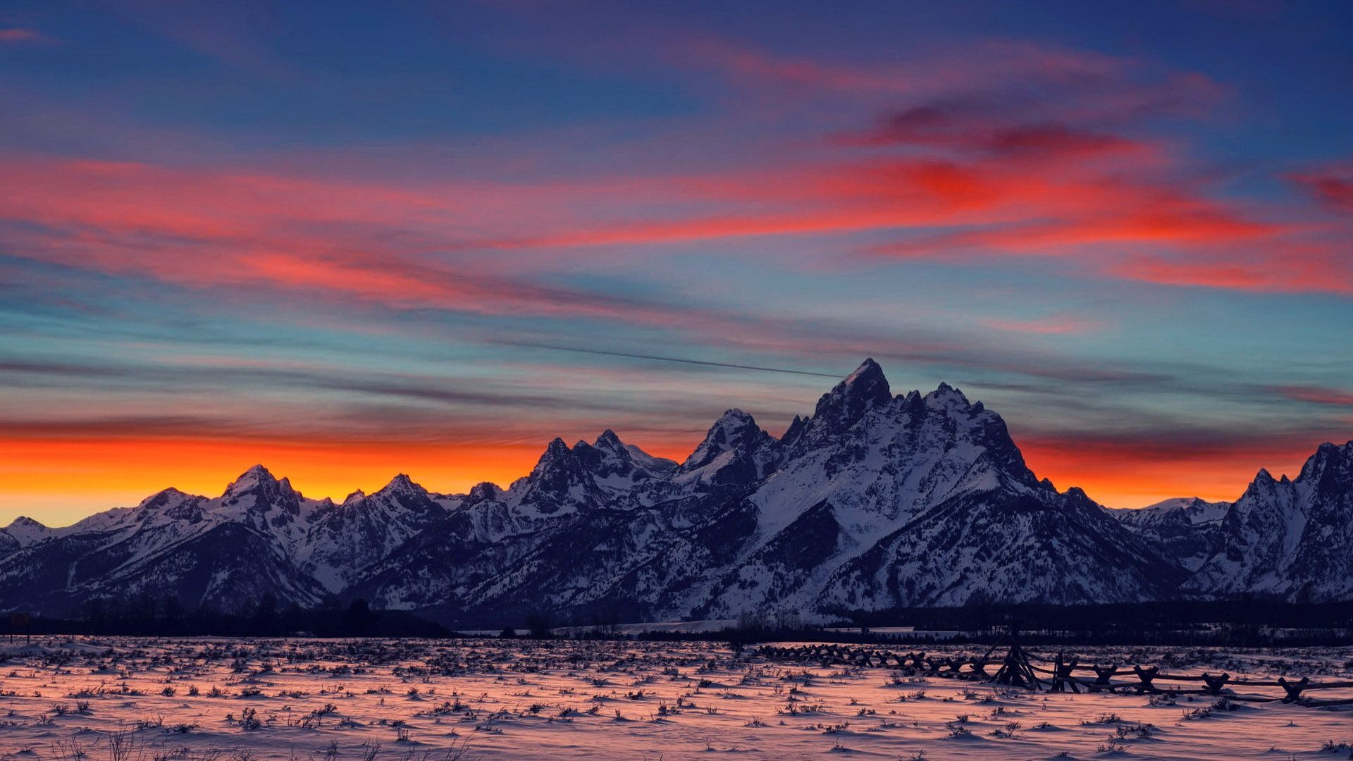 Vetta montagna innevata tramonto, 1920x1080 Full HD, PC Desktop
