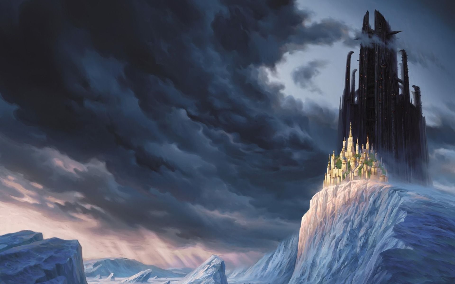 Castello fantasy su vetta ghiacciata, 1920x1200 Full HD+, PC
