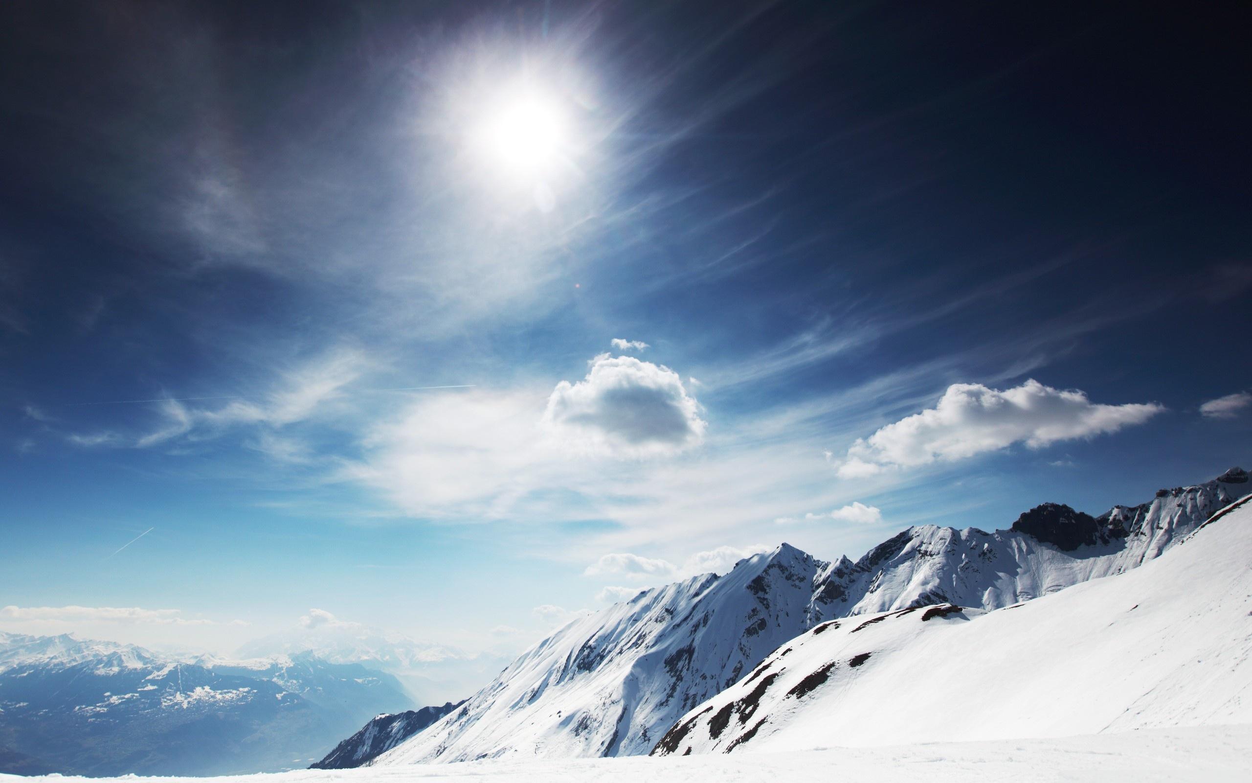 Vetta montagna innevata sole, 2560x1600 2K+, PC Desktop