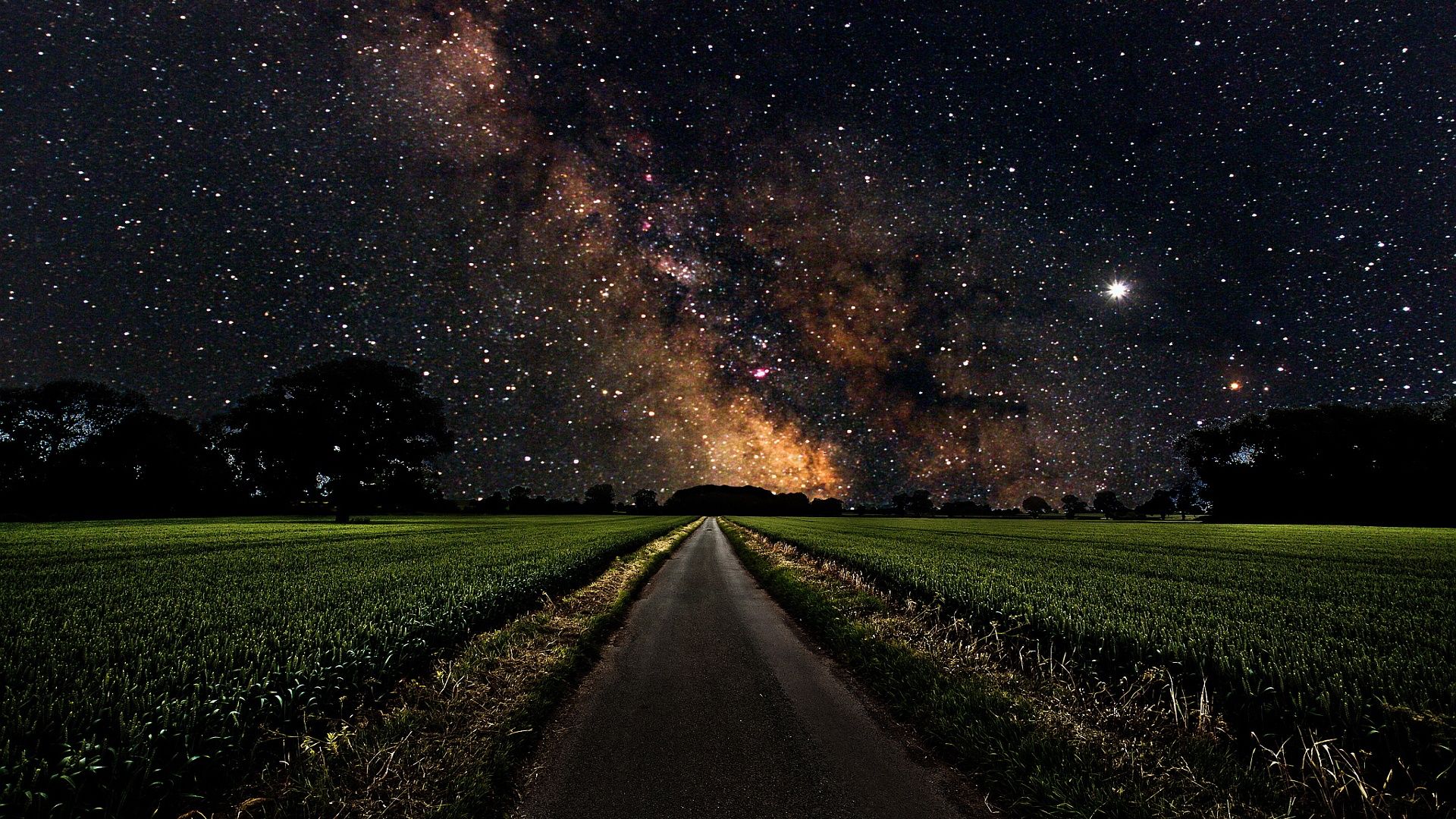 Via Lattea sopra sentiero rurale, 1920x1080 Full HD, Desktop