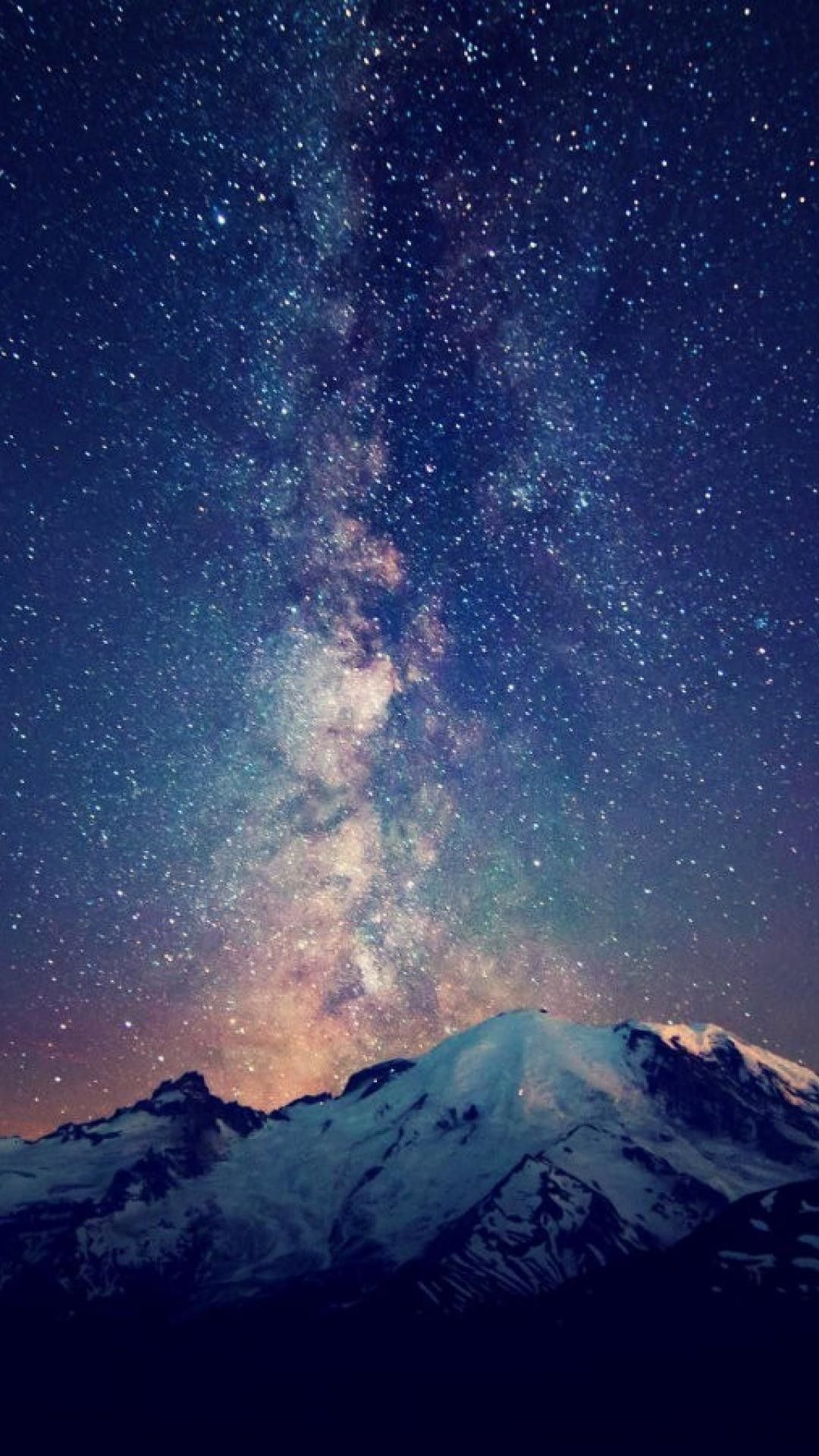 Via Lattea sopra montagna innevata, 1080x1920 Full HD Verticale, iPhone