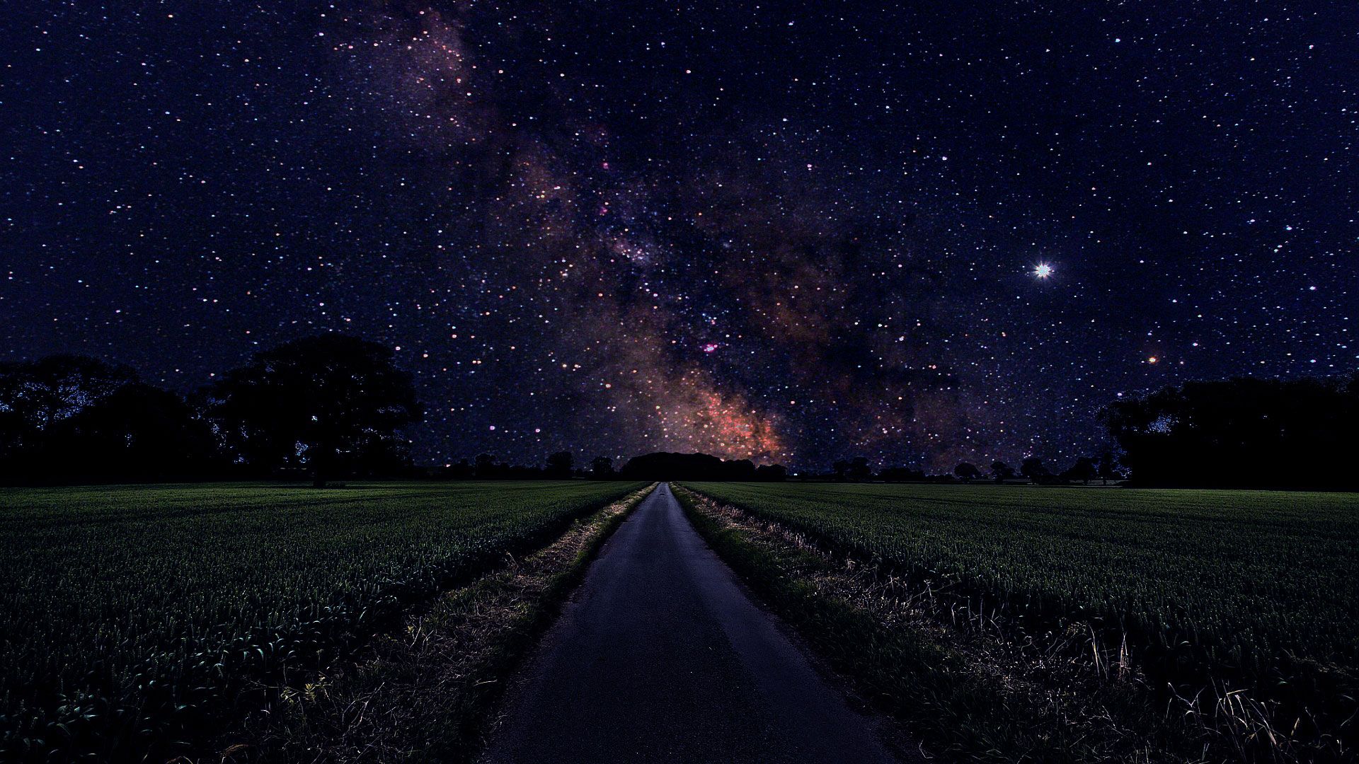 Via Lattea sopra sentiero campestre, 1920x1080 Full HD 1080p, Desktop