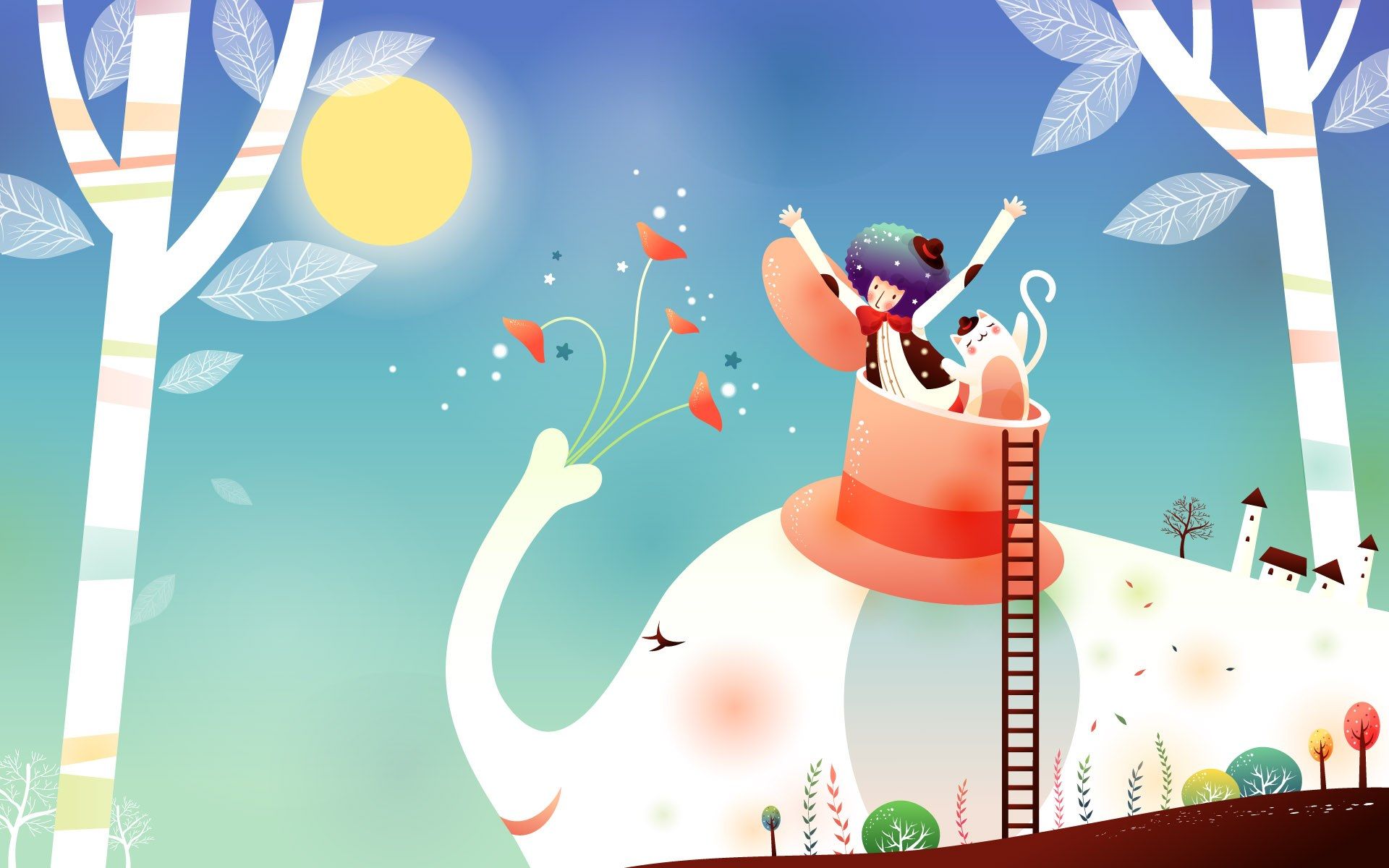 Elefante illustrato con bambina, 1920x1200 Full HD+ WUXGA, PC