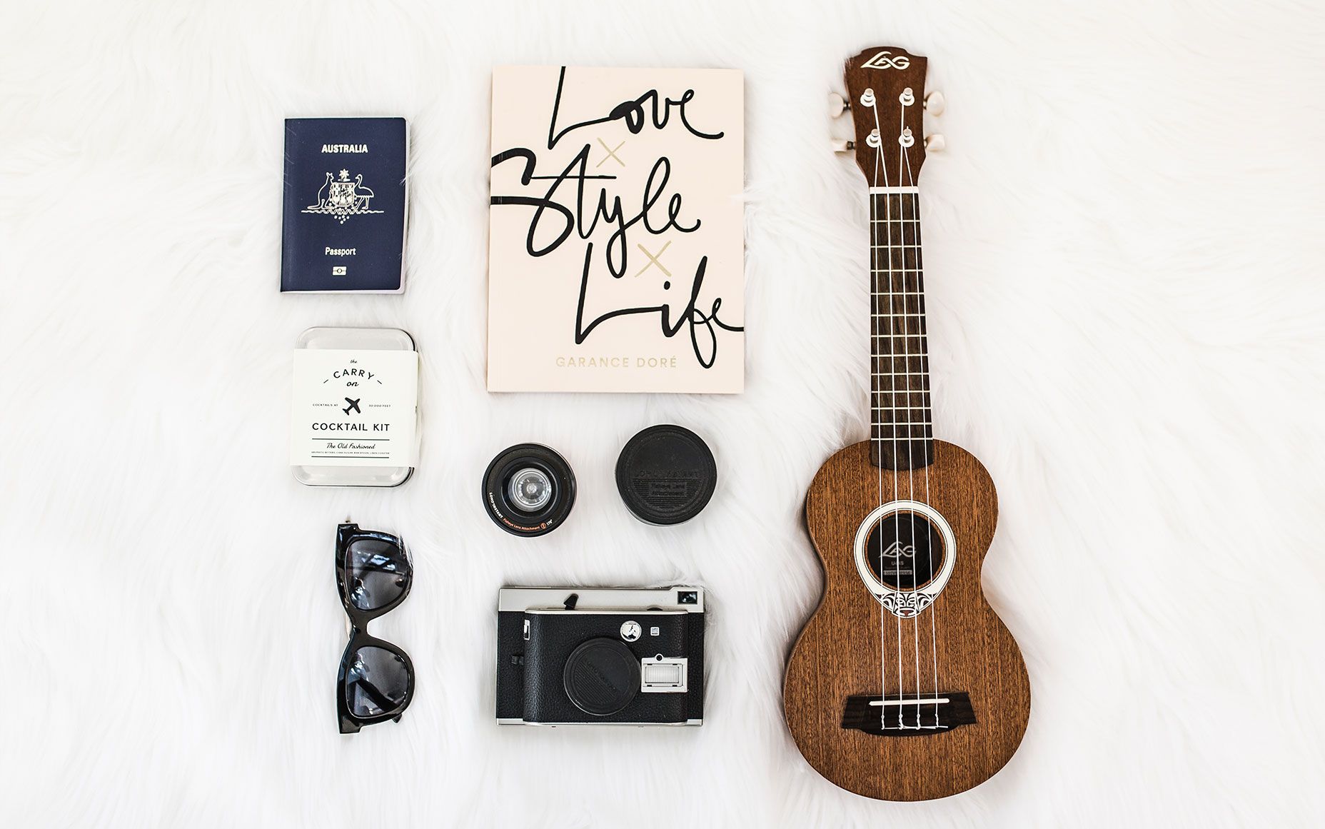 Passaporto, ukulele, macchina fotografica vintage, 1856x1161 HD, Monitor Gaming