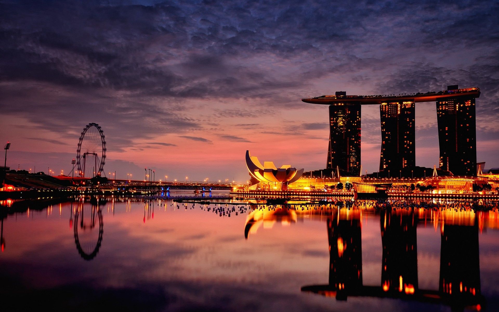Skyline Singapore al tramonto, 1920x1200 Full HD+ WUXGA, PC Desktop