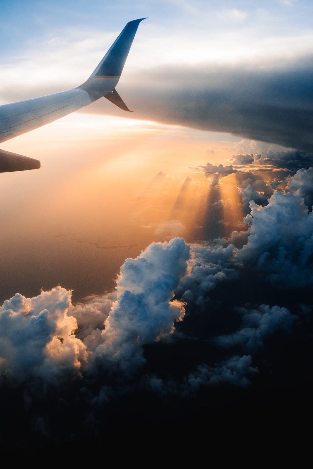 Ala aereo tramonto nuvole, 1000x1500 Verticale, Telefono