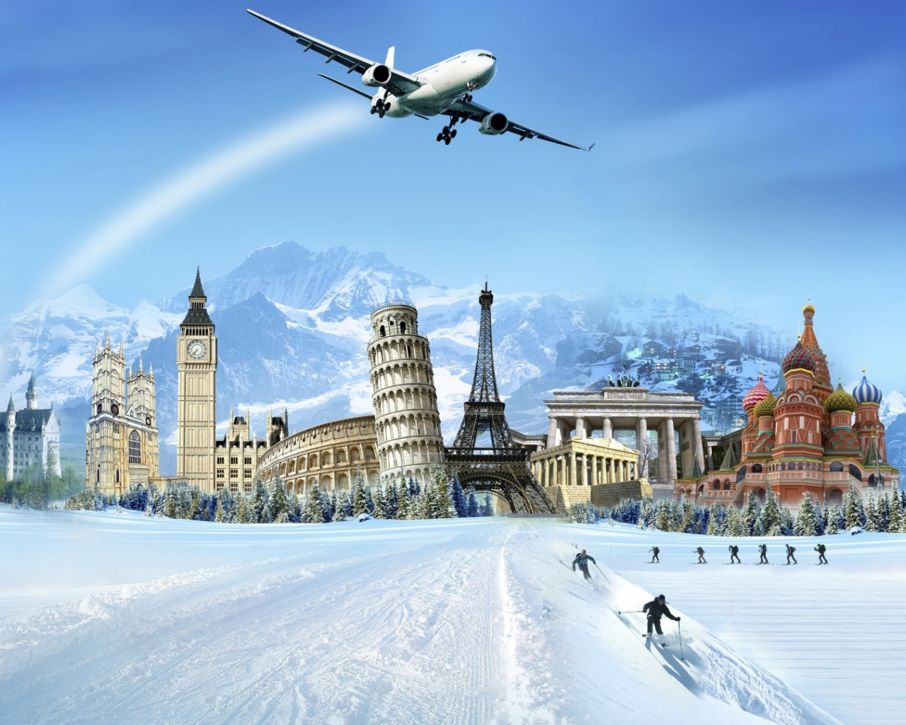 Monumenti mondo, aereo, neve, 1280x1024 HD, Desktop
