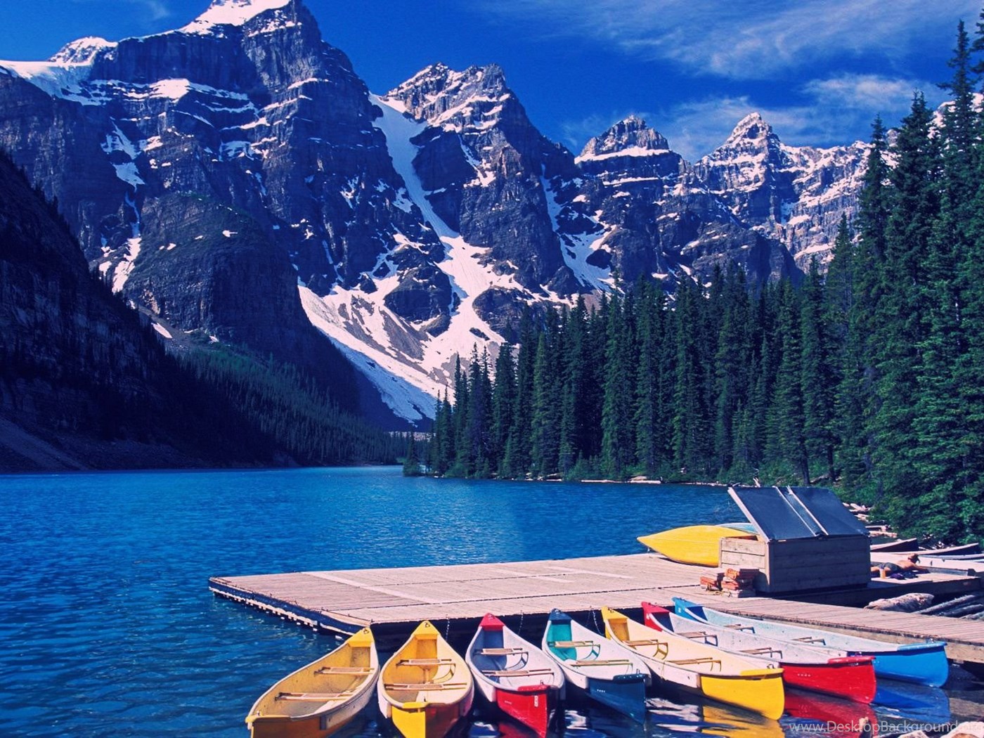 Lago Moraine canoe colorate, 1400x1050 HD, Desktop