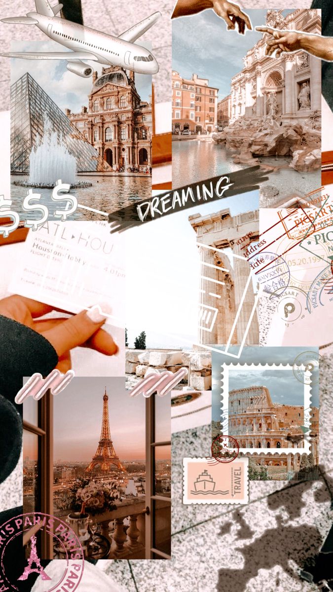 Collage viaggi Parigi Roma, 675x1200 Full HD Verticale, iPhone