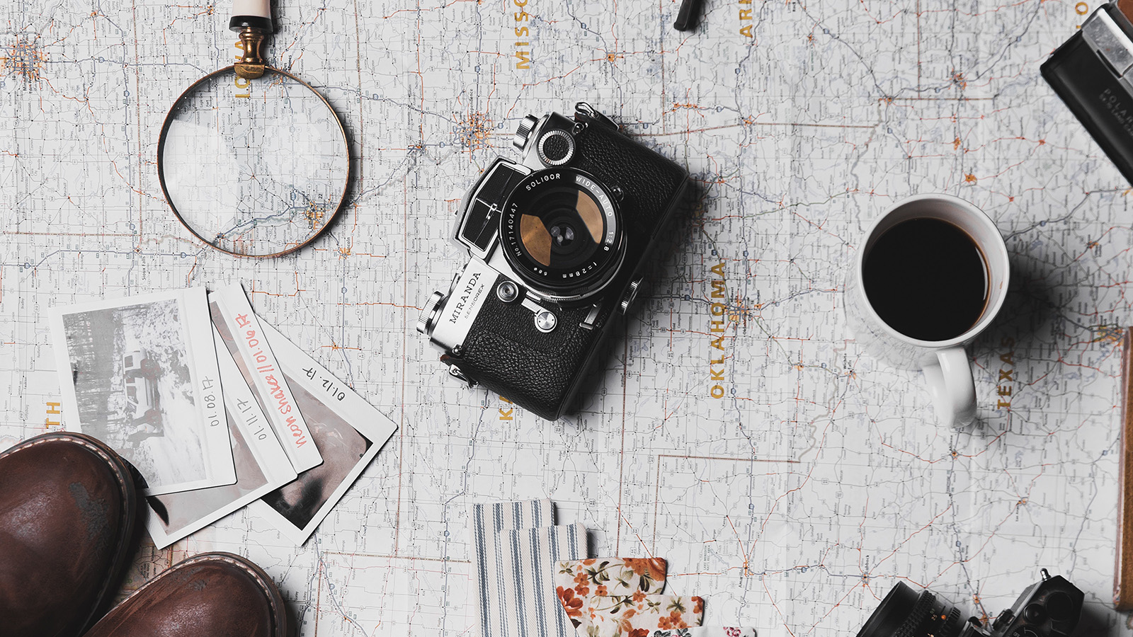 Mappa fotocamera vintage viaggio, 1600x900 HD, PC