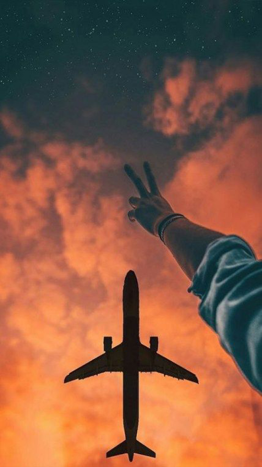 Aereo tramonto mano vittoria, 900x1600 Full HD Verticale, Smartphone