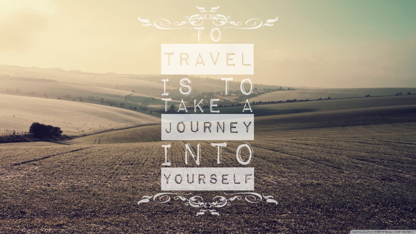 Citazione viaggio su paesaggio collinare, 1366x768 HD, Desktop