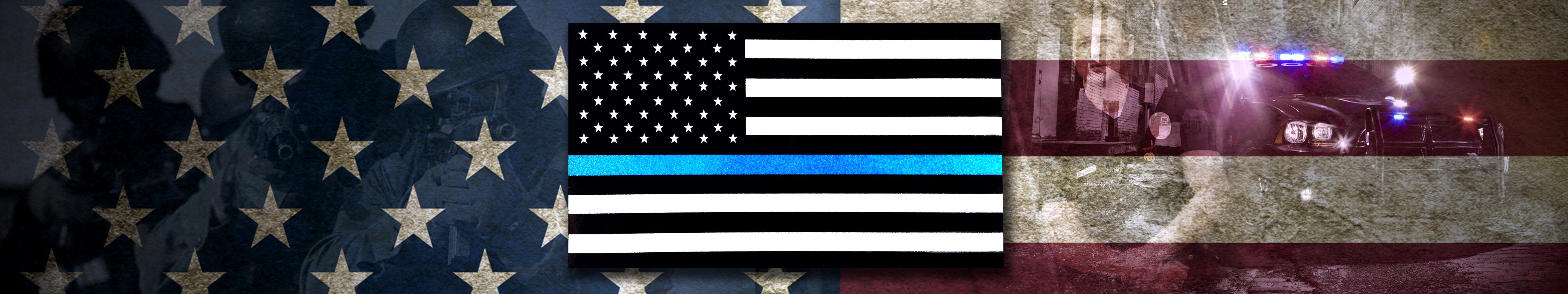 Bandiera Thin Blue Line con testo, 736x1132 Full HD Verticale, Smartphone