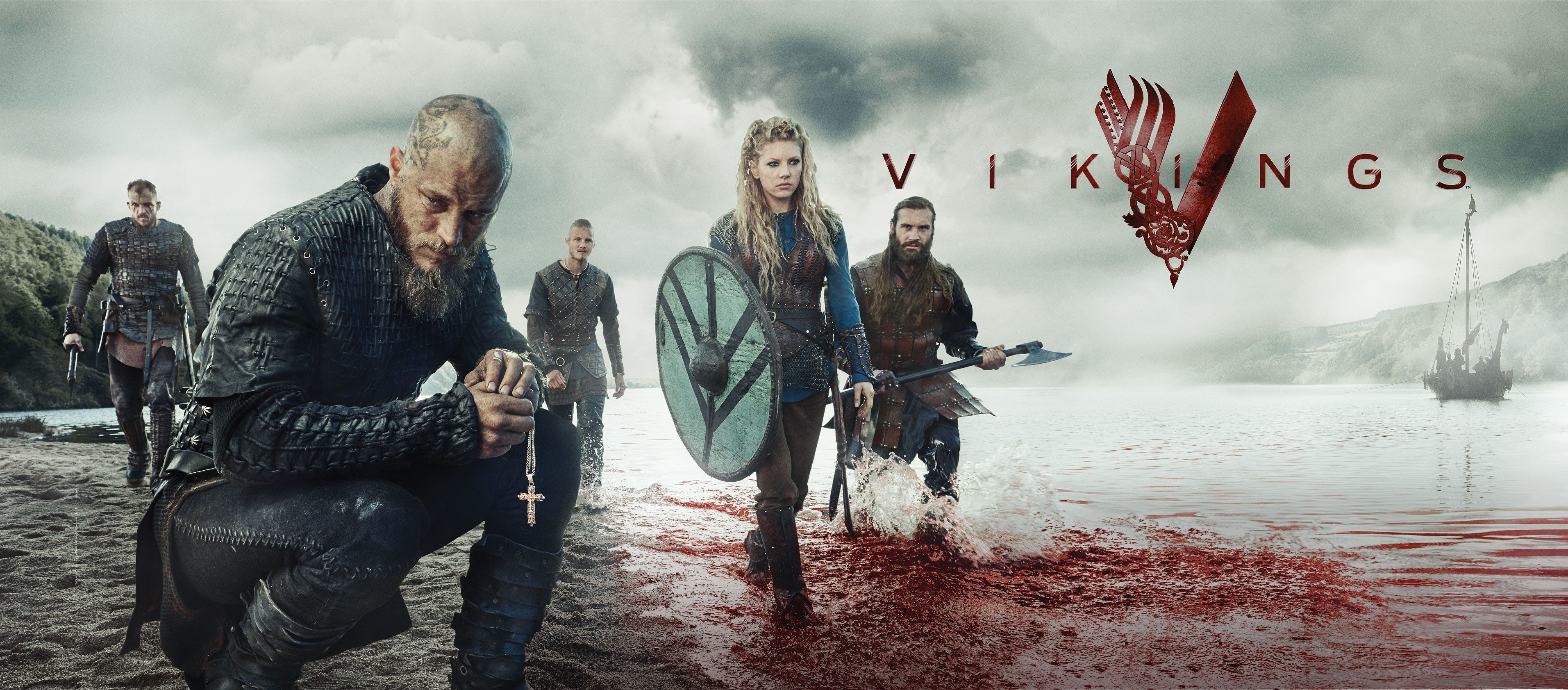 Personaggi serie Vikings, spiaggia, 3826x1683 Ultrawide, Monitor Gaming