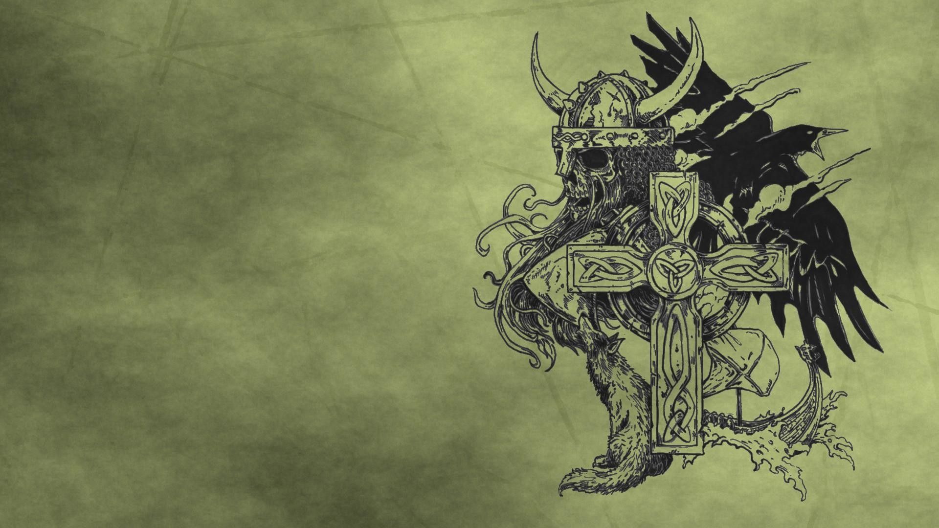 Vichingo croce celtica corvi, 1920x1080 1080p, PC
