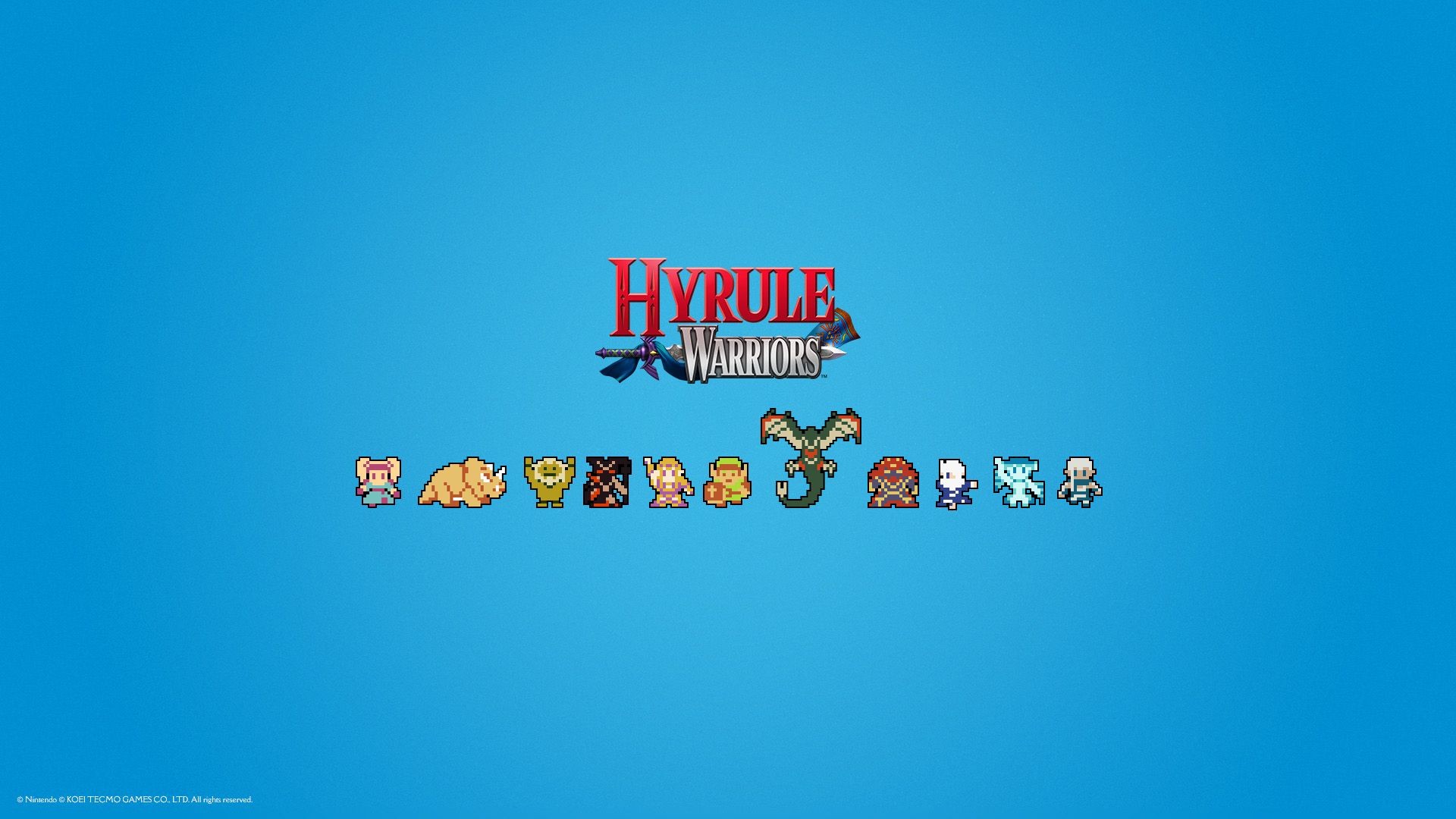 Hyrule Warriors logo personaggi pixel, 1920x1080 Full HD 1080p, PC Desktop