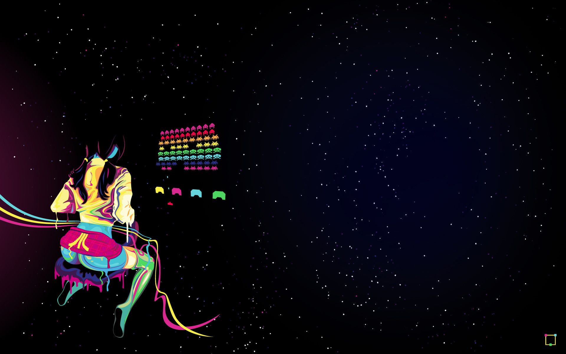 Space Invaders donna neon, 1920x1200 WUXGA, Laptop