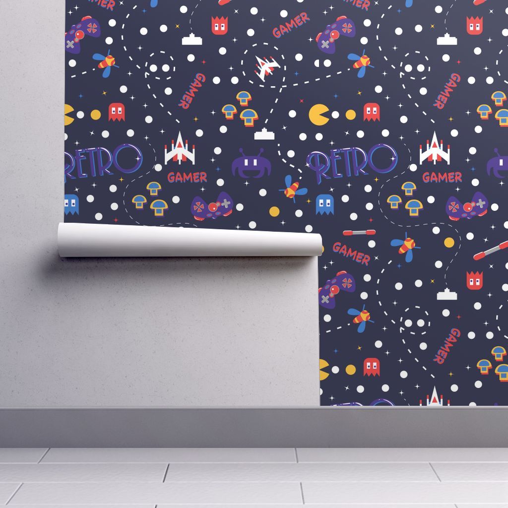 Pattern retro gamer arcade blu, 1024x1024 HD, Desktop