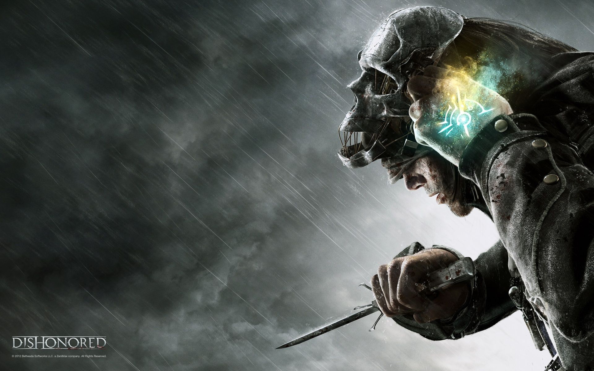 Dishonored maschera teschio pioggia, 1920x1200 Full HD+, PC