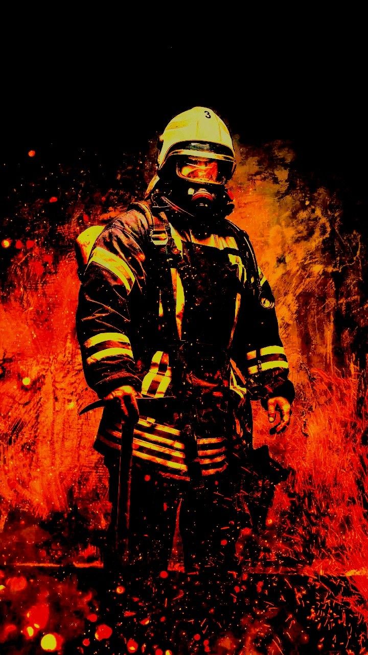 Pompiere tra le fiamme, 720x1280 Full HD Verticale, Smartphone