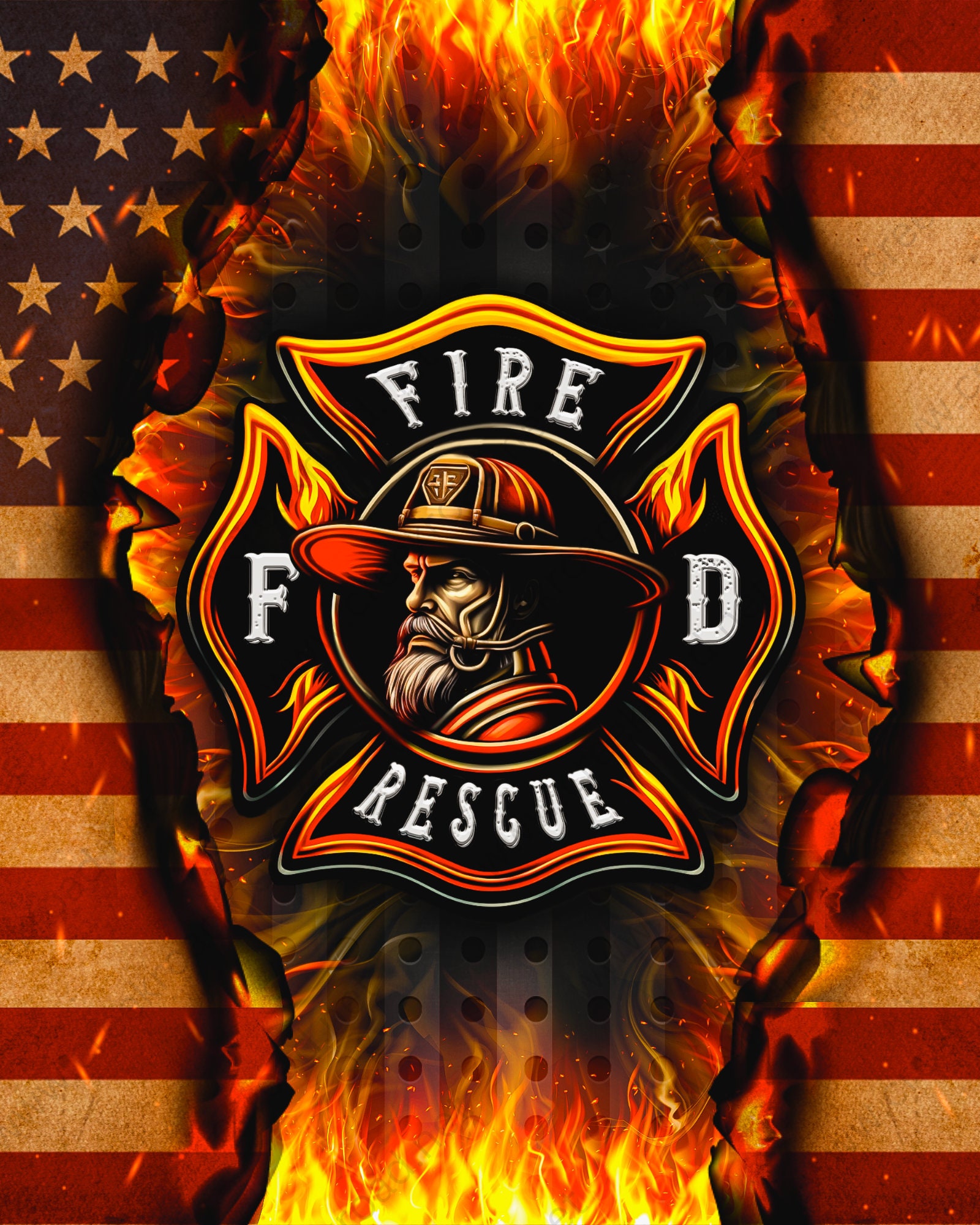 Simbolo Fire Rescue con fiamme, 1600x2000 Full HD Verticale, iPhone