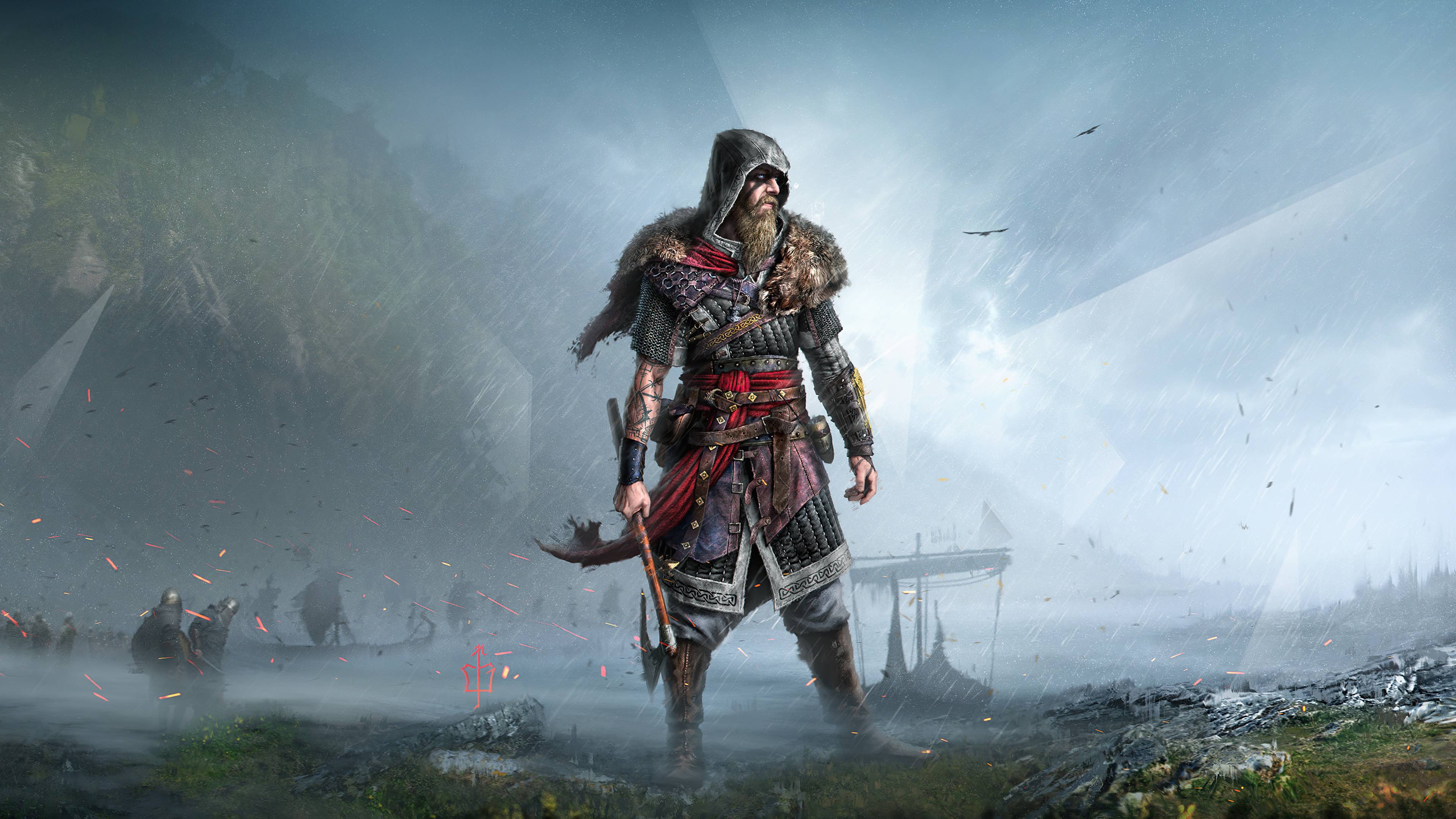 Assassin's Creed Valhalla vichingo guerriero, Ubisoft, 3840x2160 Ultra HD, 4K TV