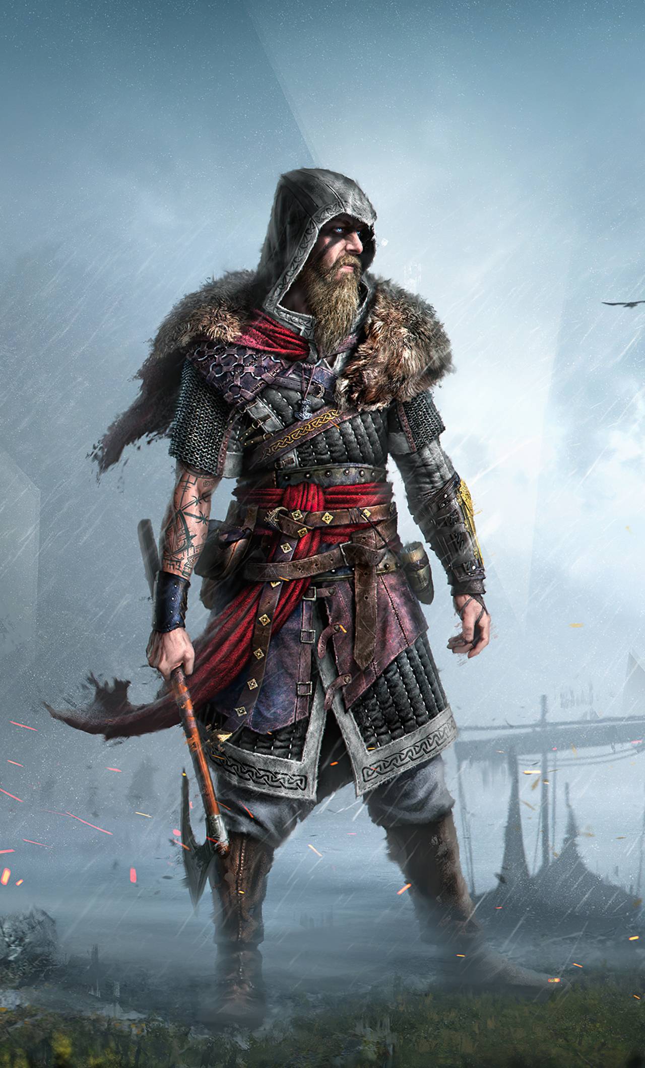Guerriero vichingo, Assassin's Creed Valhalla, Ubisoft, 1280x2120 Full HD Verticale, Smartphone