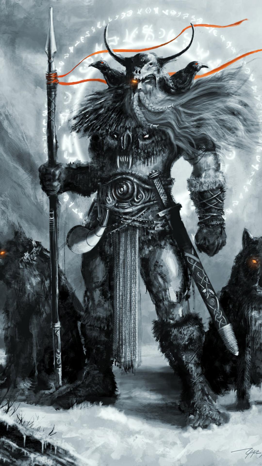 Guerriero vichingo con lupi, 1080x1920 Full HD Verticale, iPhone