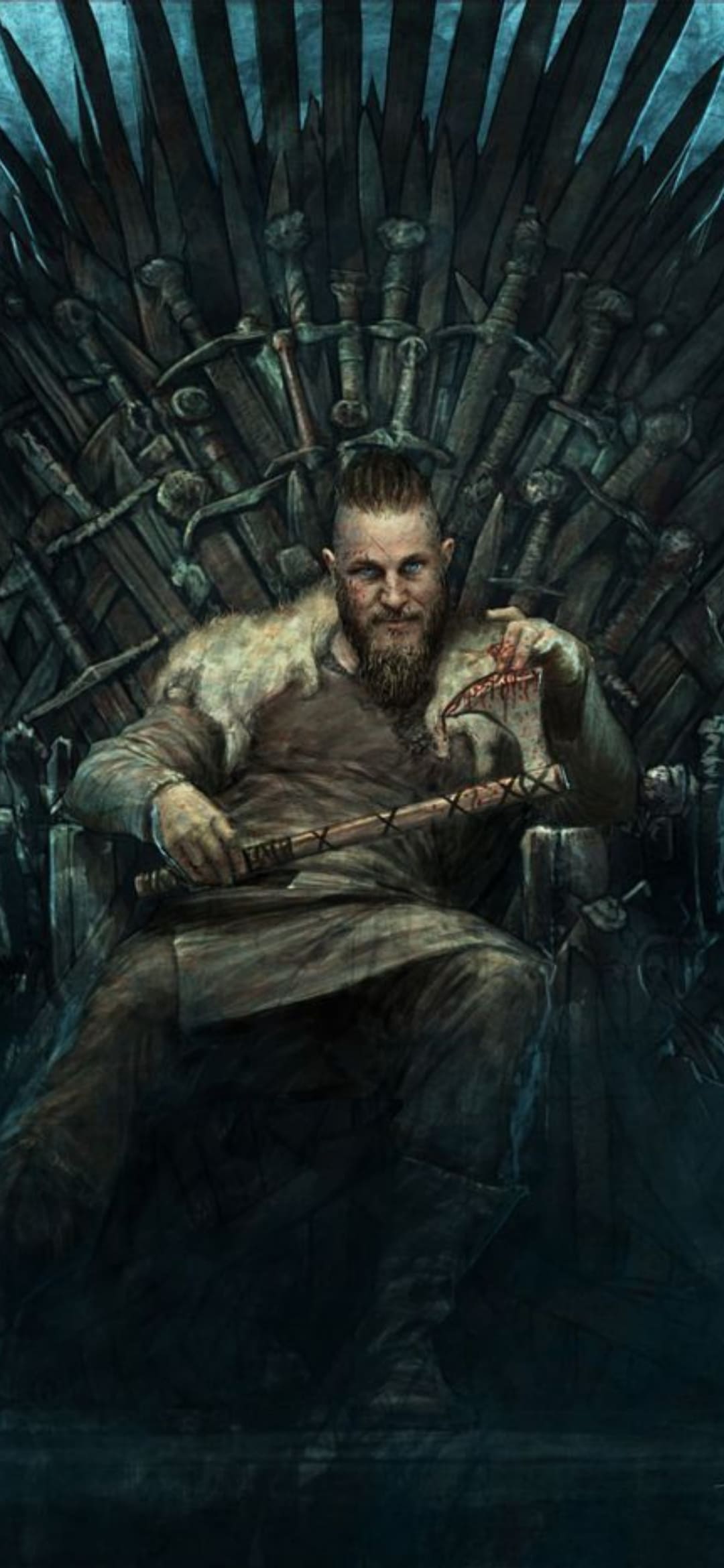 Guerriero vichingo su trono, 1080x2340 Verticale, Mobile