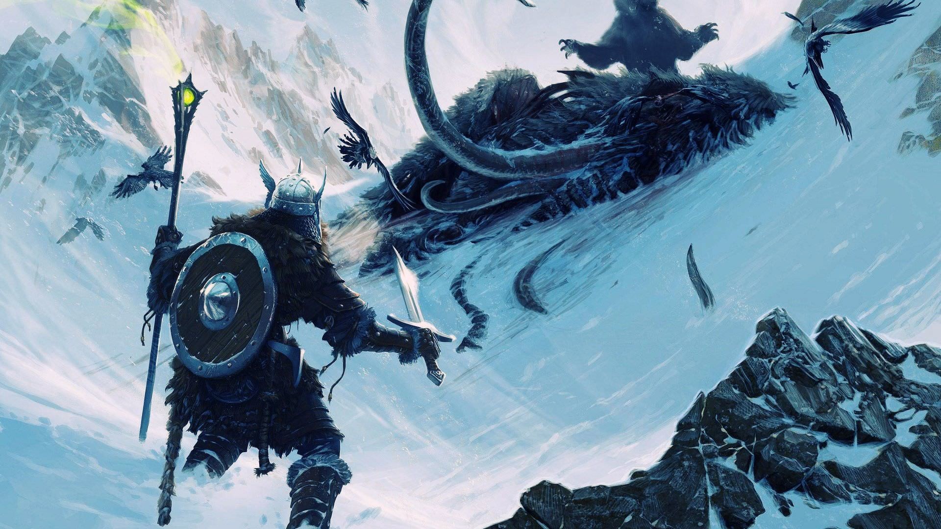 Guerriero vichingo contro drago, 1920x1080 Full HD 1080p, PC Desktop