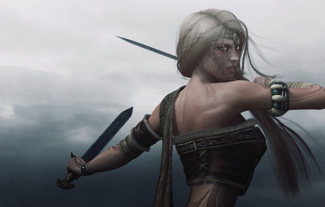 Guerriera vichinga con spade, 1332x850 HD, Desktop