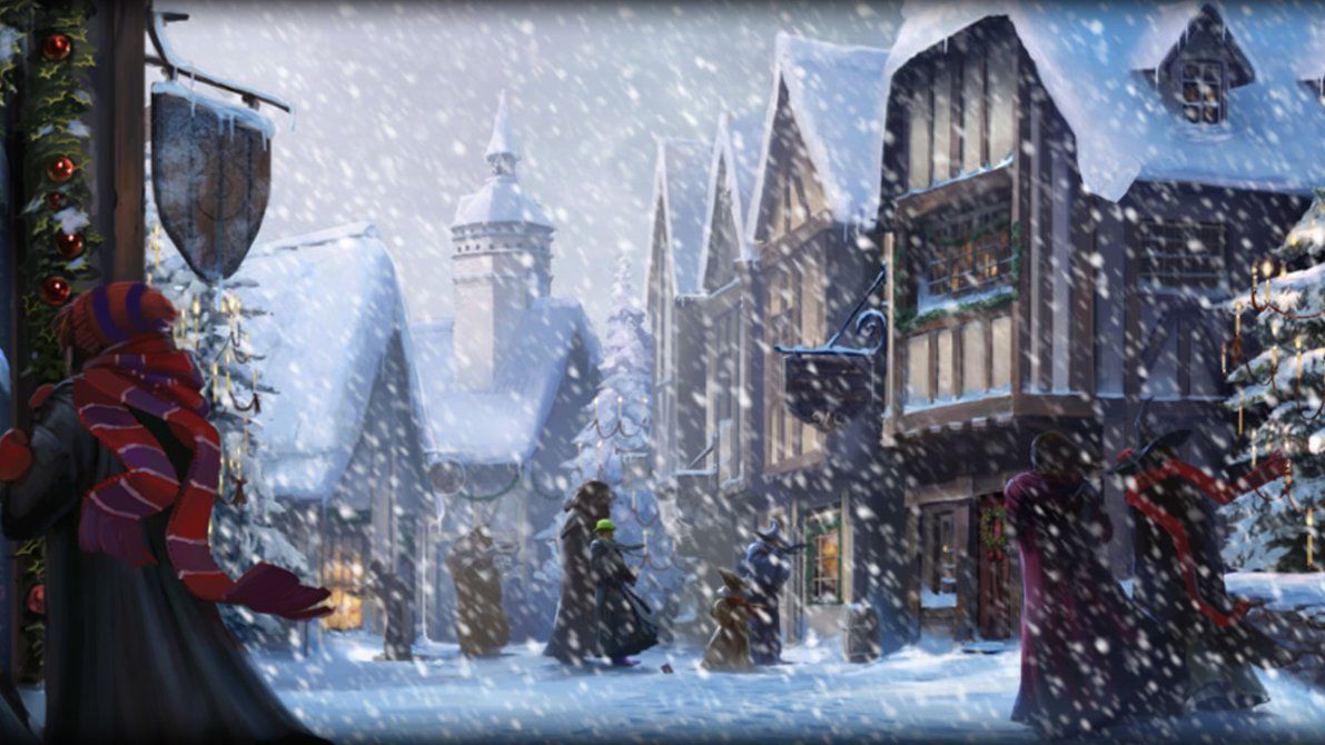 Diagon Alley innevata di notte, 1280x720 HD, PC Desktop