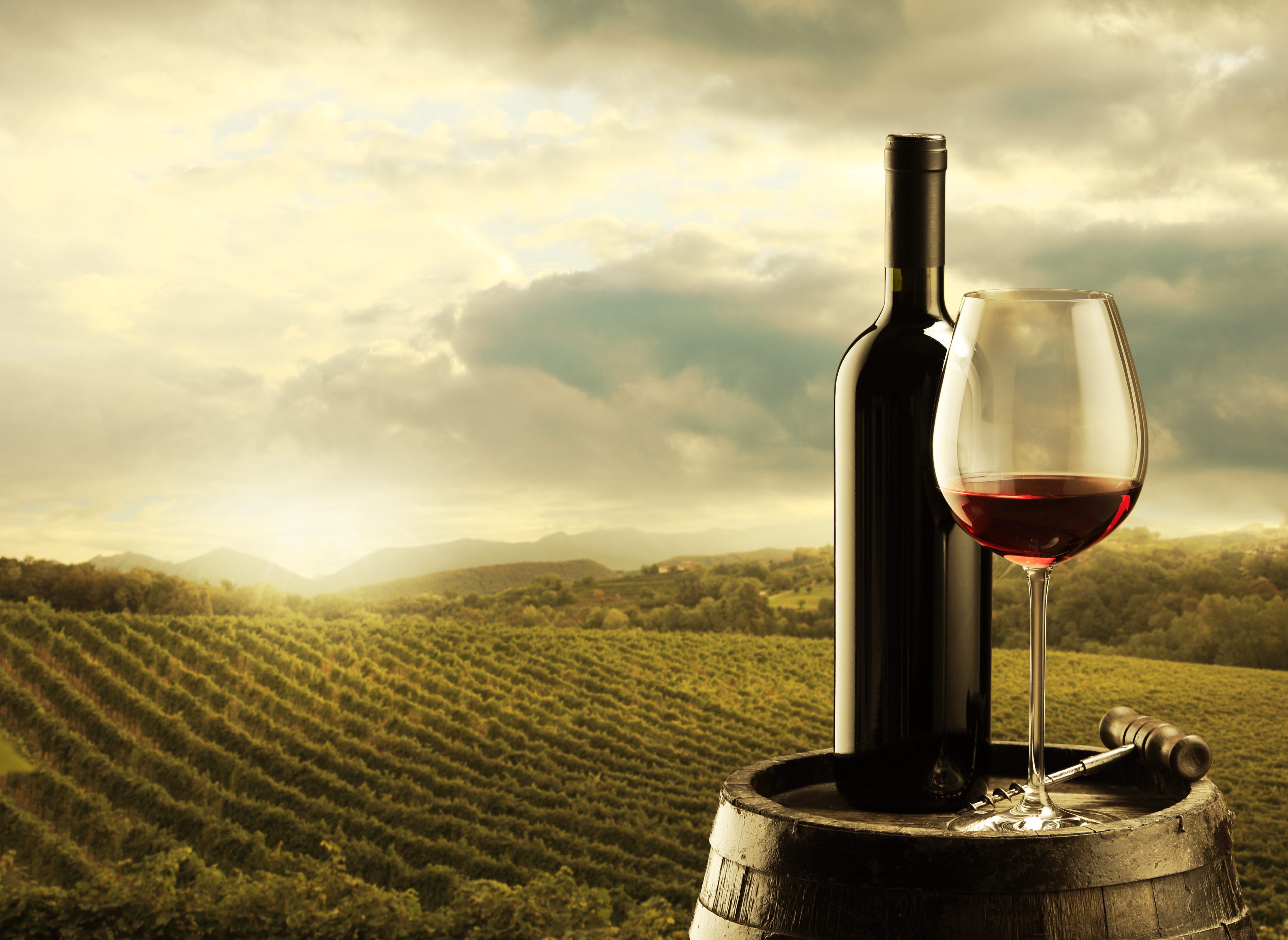 Bottiglia vino botte vigneto, 4370x3189 4K Ultra HD, Monitor 4K