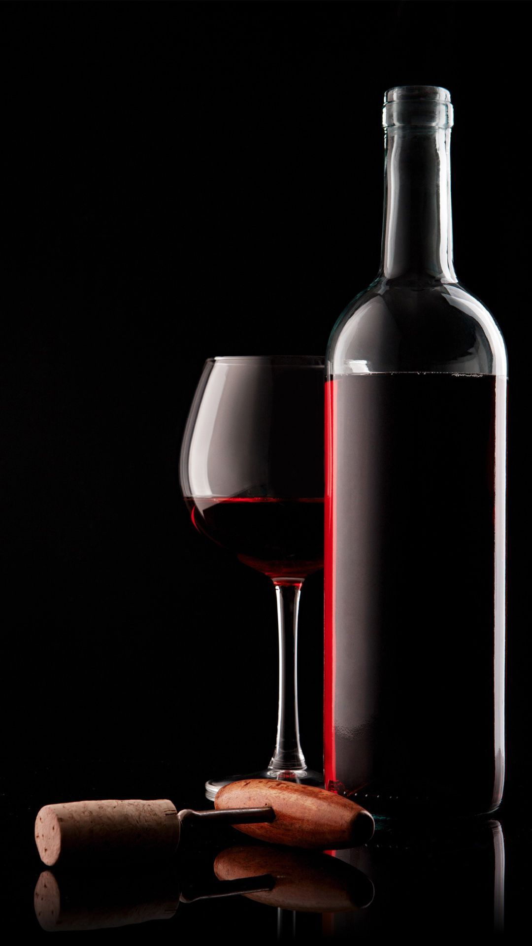Bottiglia vino, calice e cavatappi, 1080x1920 Verticale, Telefono