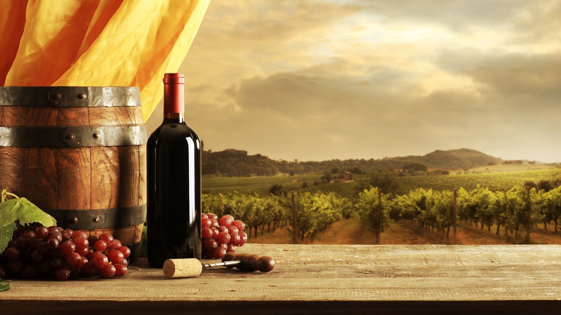 Bottiglia vino uva vigneto, 1920x1080 1080p, PC