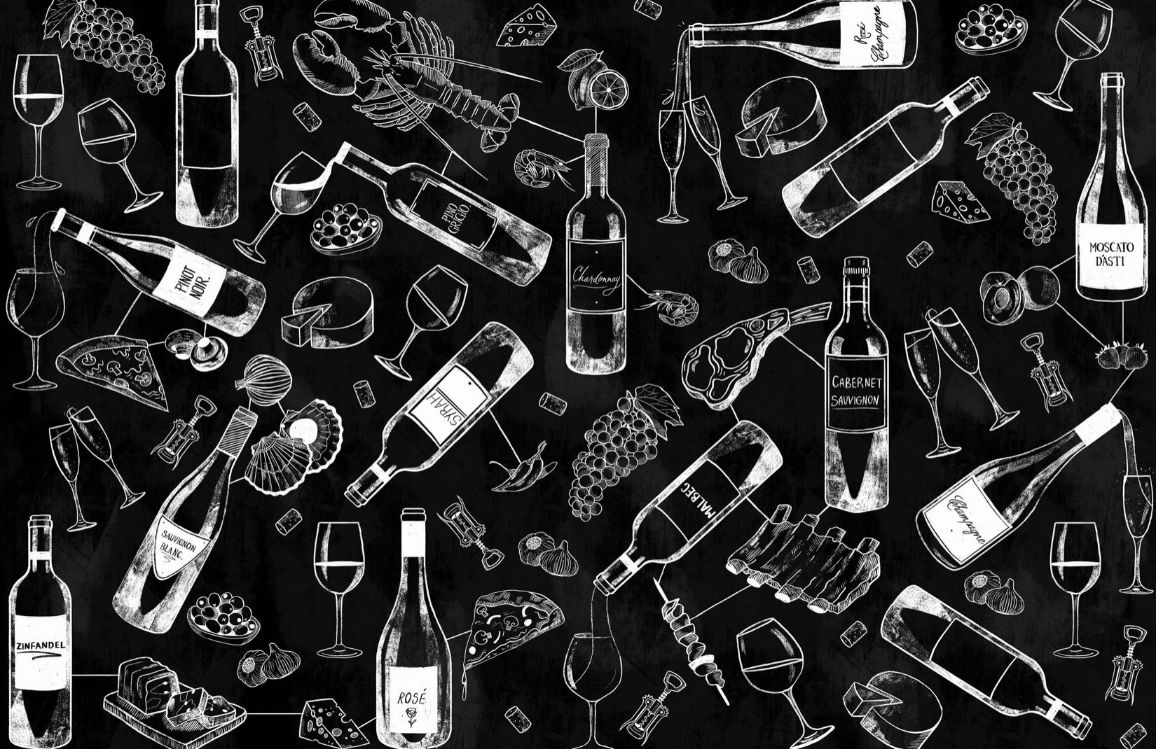 Illustrazioni vino lavagna nera, 1650x1070 HD Ready, Desktop