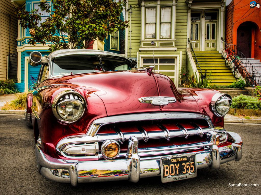 Auto vintage rossa Chevrolet, 1024x768 HD, Desktop
