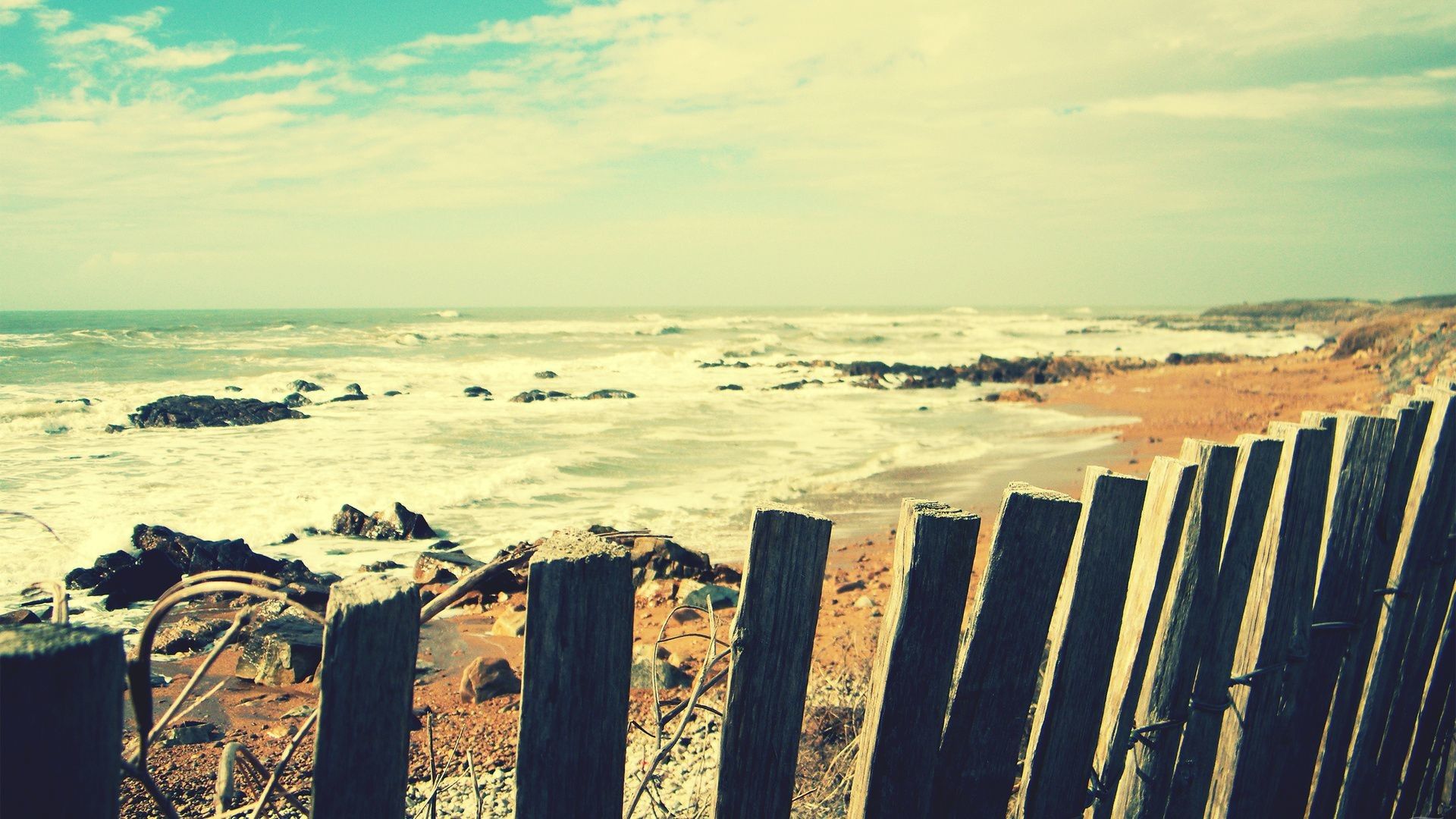 Spiaggia con recinto vintage, 1920x1080 Full HD 1080p, PC