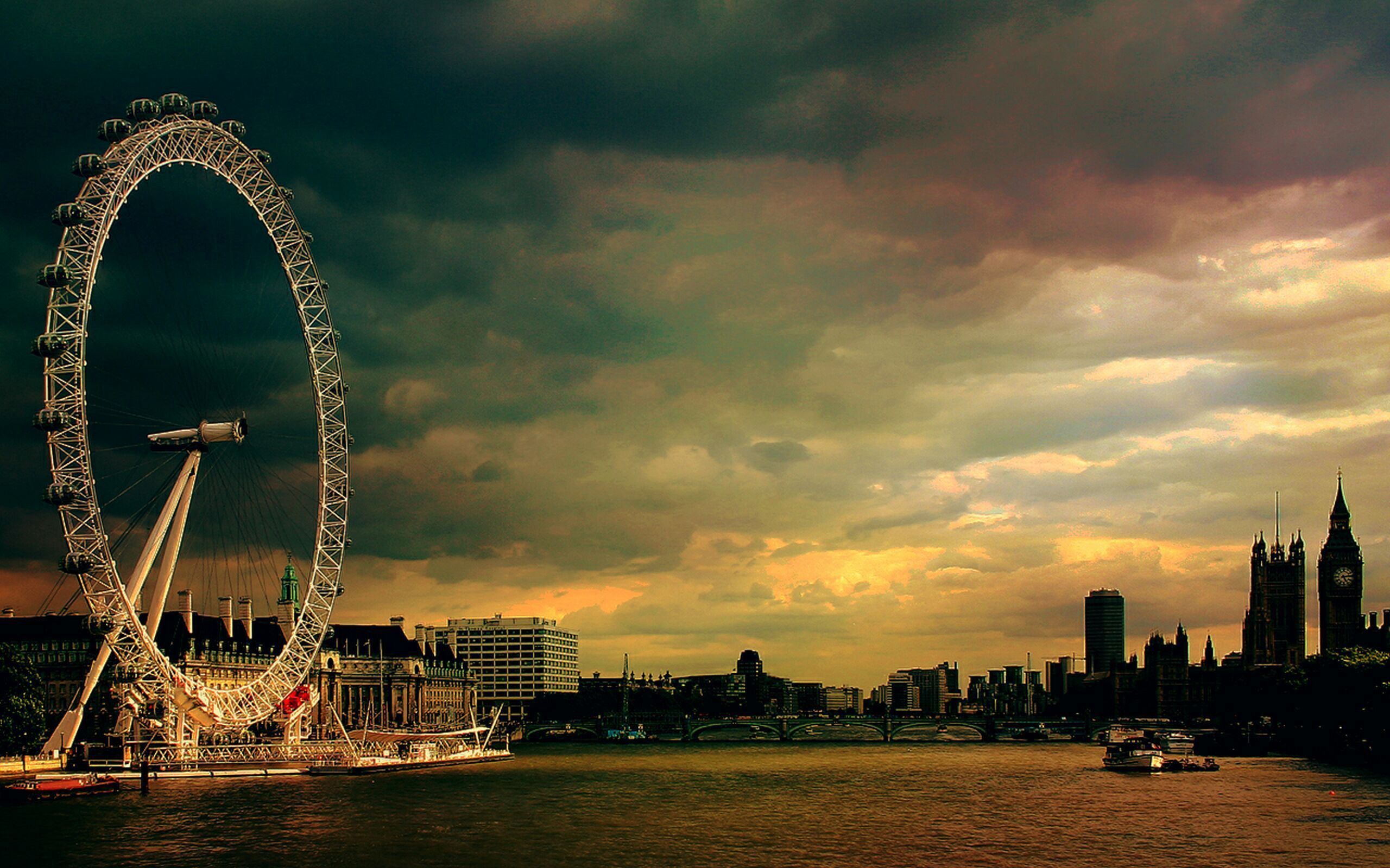 London Eye vintage tramonto, 2560x1600 WQXGA, Desktop
