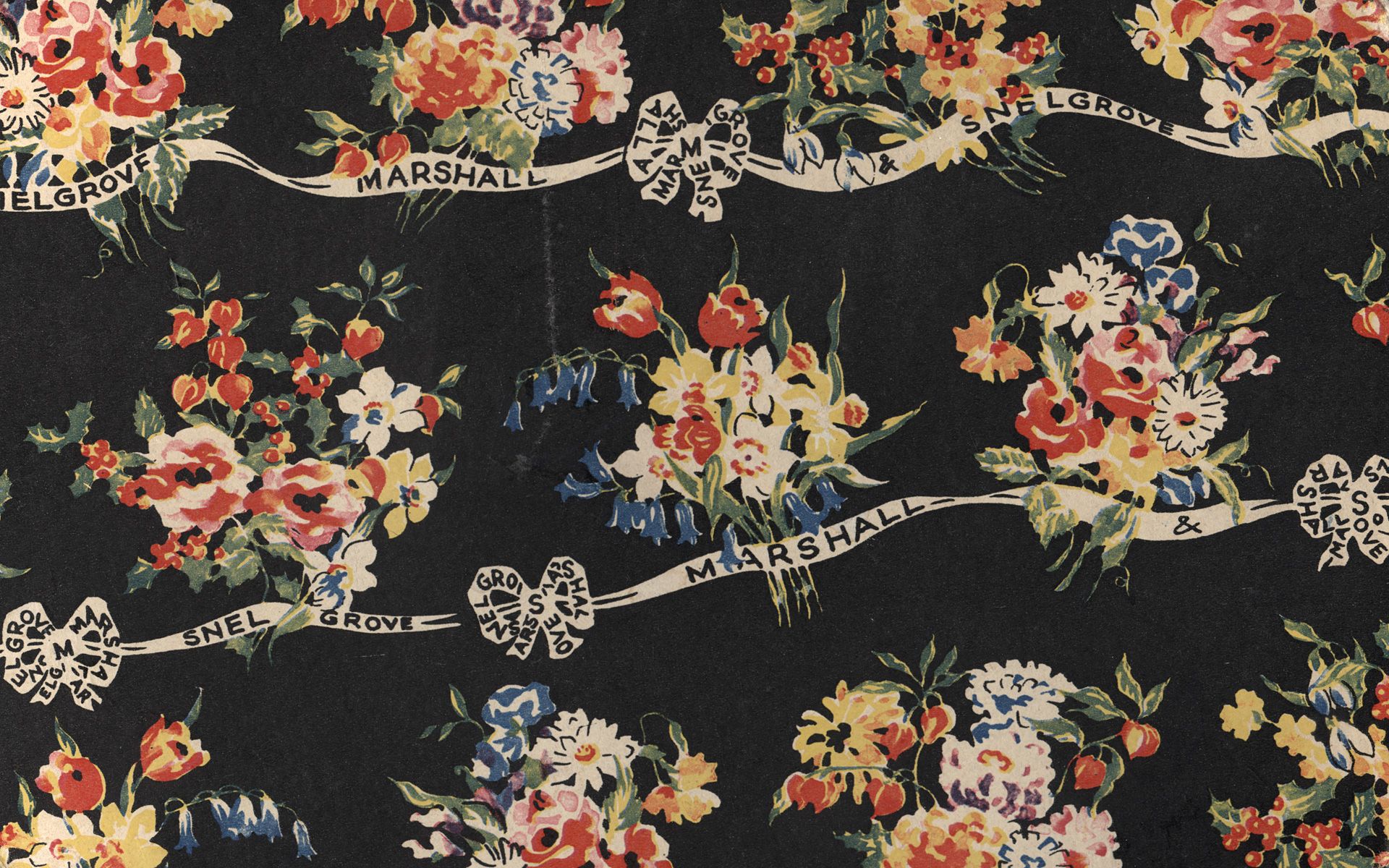 Fiori vintage su nero, 1920x1200 Full HD+ WUXGA, PC Desktop
