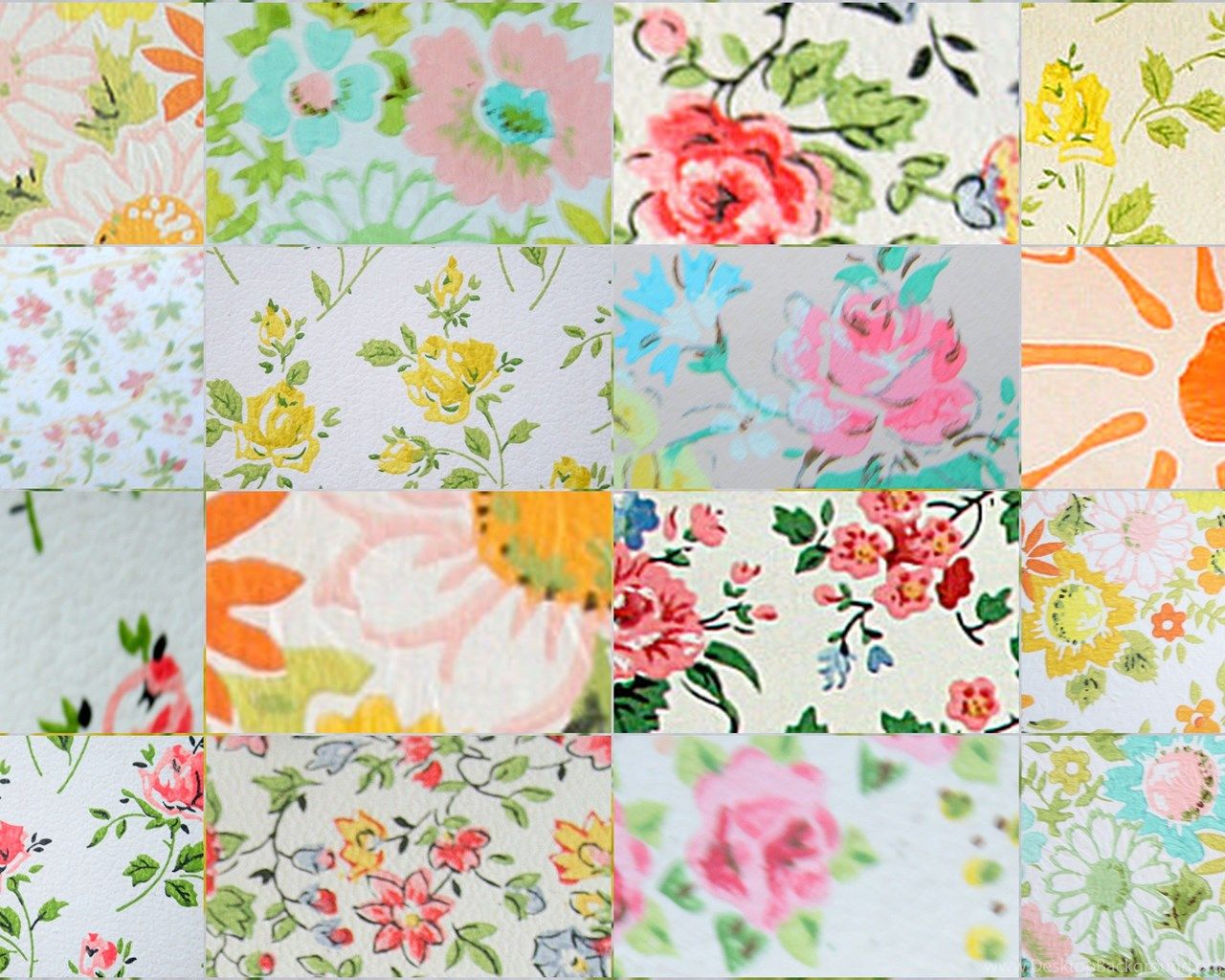 Collage tessuti floreali vintage, 1280x1024 720p, PC