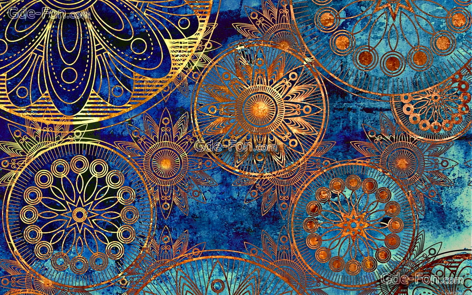 Mandala dorati sfondo blu, 1920x1200 Full HD+, PC