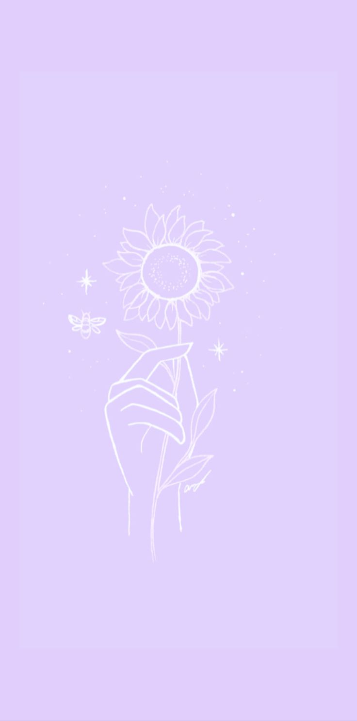 Girasole e mano disegno lineare, 736x1483 Full HD Verticale, Smartphone