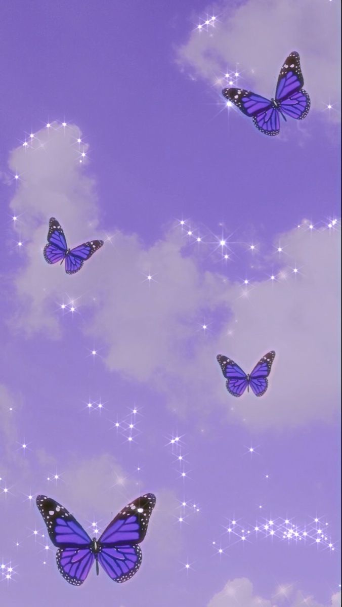 Farfalle viola cielo scintillante, 676x1200 Verticale, Telefono