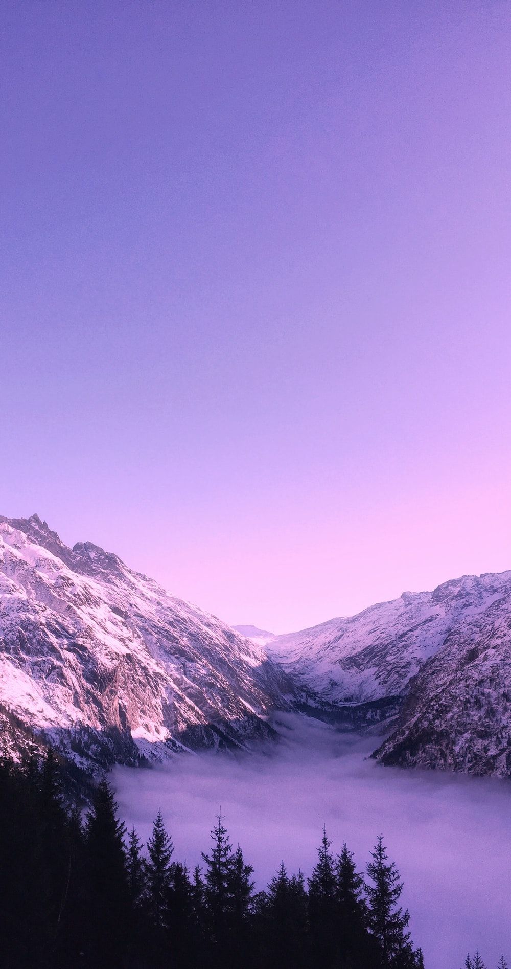 Montagne innevate cielo viola, 1000x1895 Full HD Verticale, Smartphone